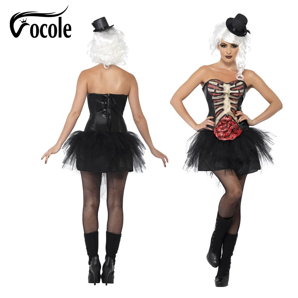 Сексуальные женские костюмы для косплея Vocole с зомби рубашка топ мини платье
