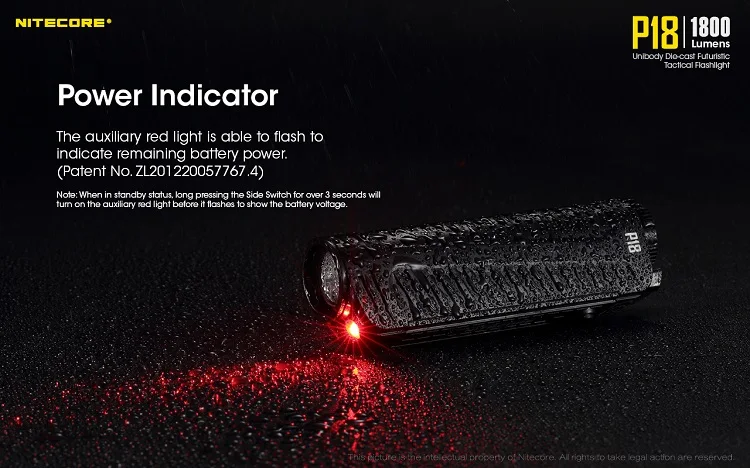 NITECORE P18+ 18650 перезаряжаемая батарея+ F1 USB зарядное устройство 1800 люмен CREE светодиодный фонарь для наружного кемпинга фонарик