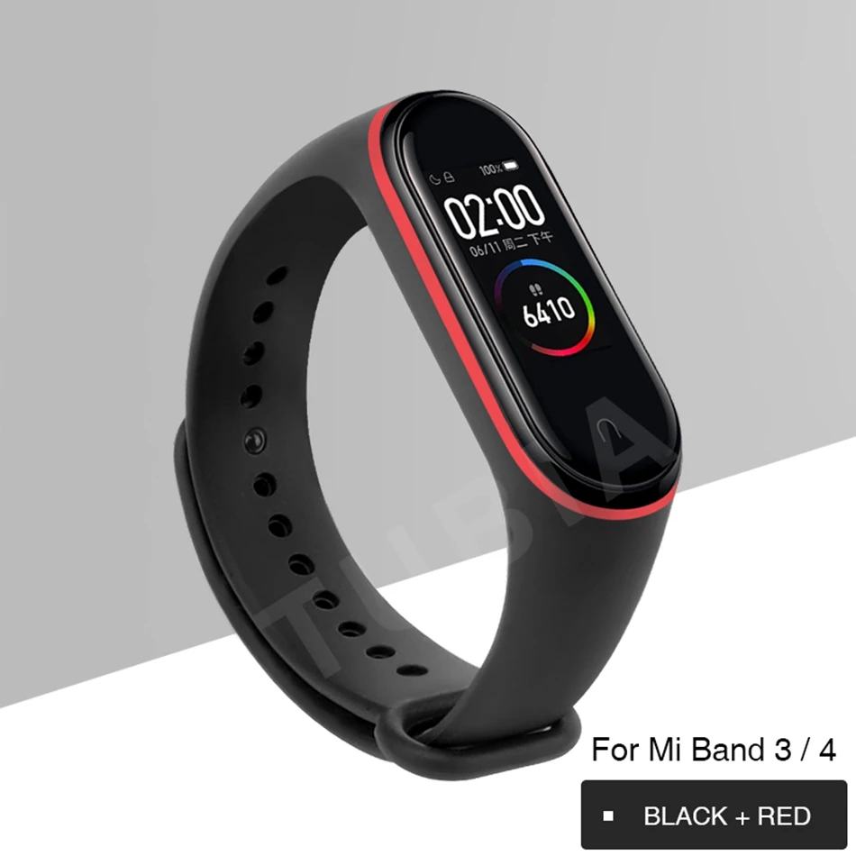 black red AP Clear mi Band 4 3 ремешок на запястье для Xiaomi mi Band 3 4 Браслет Силиконовый mi band 3 4 NFC аксессуары Smart mi band 4 Correa - Цвет: black red AP