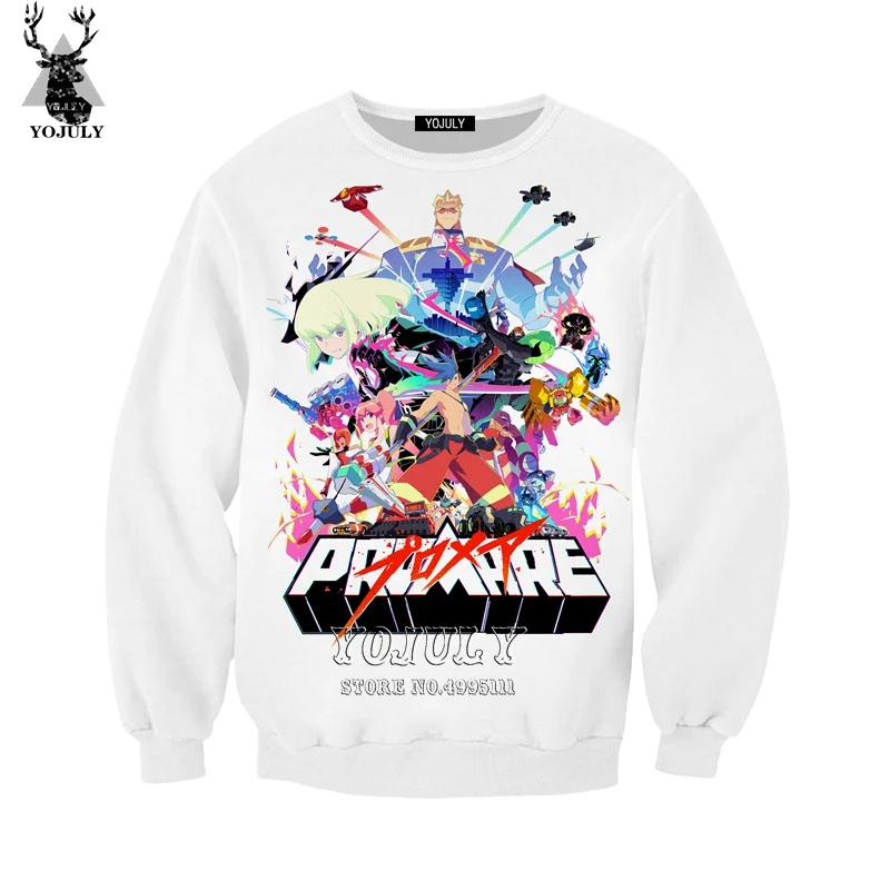 Yojuly 3d печати Для женщин Для мужчин аниме promare Толстовка Harajuku Осень толстовки Повседневное с круглым вырезом в стиле «хип-хоп» уличная A529