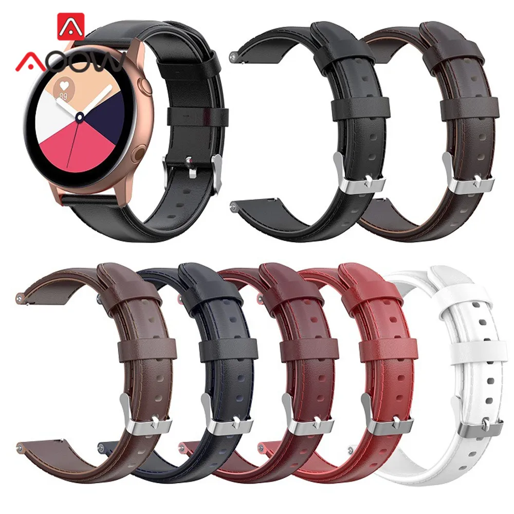 20 мм 22 мм ремешок из натуральной коровьей кожи для samsung Galaxy Watch Active 42 мм 46 мм huawei GT Amazfit bip быстросъемный браслет