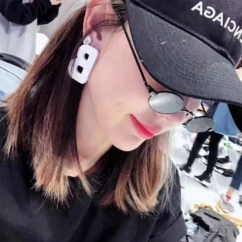 Korean Style Simple White Black Acrylic Stud Earrings Punk Alphabet Letters AB Earring for Women Fashion Party Jewelry Gift | Украшения и