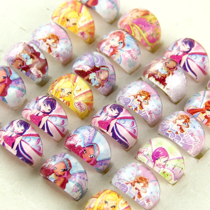 Оптовая продажа 10 шт. милые детские кольца с героями мультфильмов для девочек