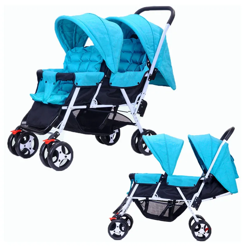 Близнецы Детские Коляски складной Kinderwagen 2 в 1 двойной коляска для двойни может сидеть лежа легкая коляска с зонтиком Детская коляска Коляска