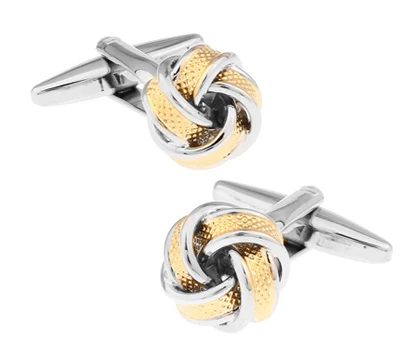 

Factory Price Retail Men Cuff links Fashion Copper Material Yellow Round Spiral Twisted Knot Design CuffLinks Free Shipping