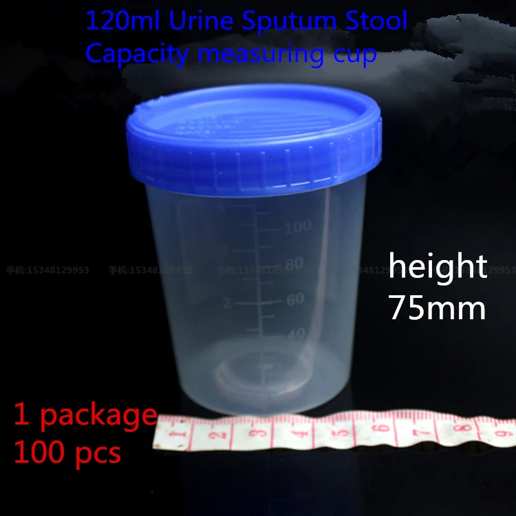 Laboratory consumables Stool sample collection cup Hard plastic urine test lab 120ml capacity volume Collect box |