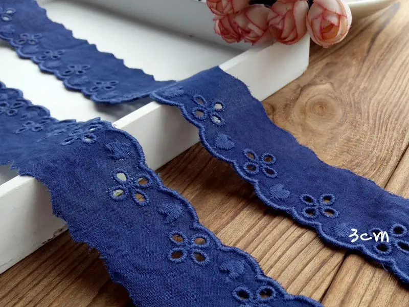 100% cotton lace Fabric furnishing warp knitting Embelishments for cloth or bag Navy Blue Lace Trim DIY Scrapbooking-SSHB | Дом и сад