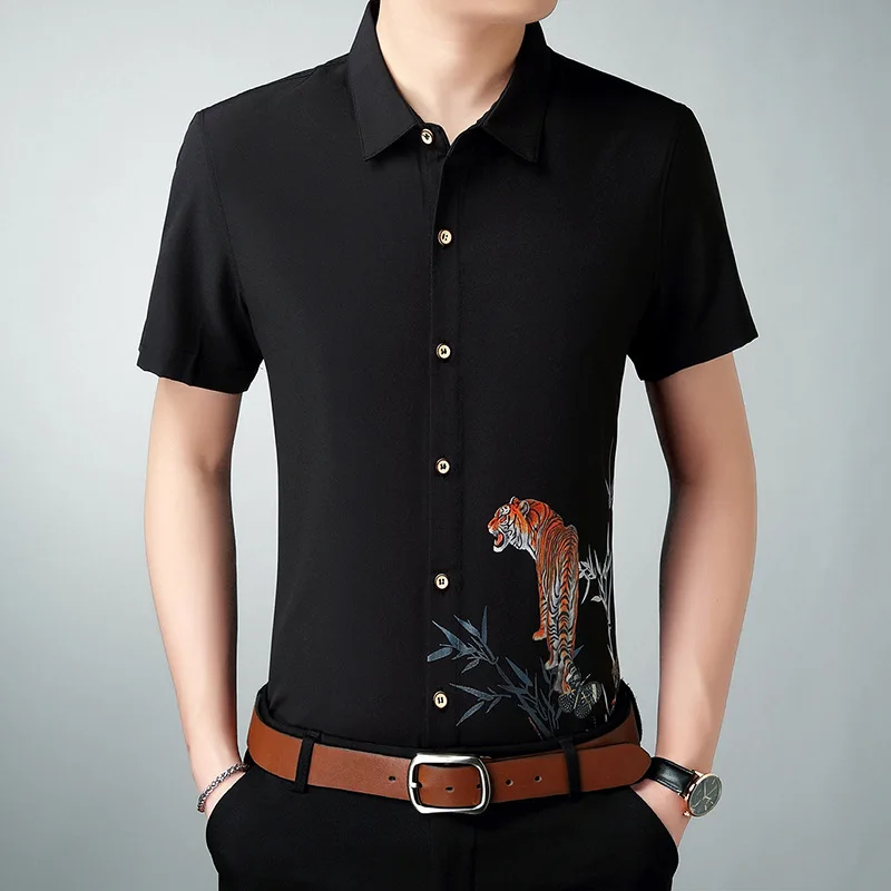 oxford shirts Men Shirt Short Sleeve High Quality Chemise Homme Turn-down Clothing SH265 | Мужская одежда