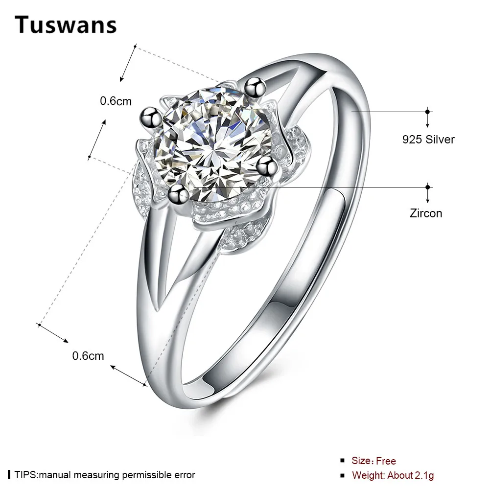 Женское кольцо с цветами изящное регулируемое из серебра 925 пробы блестящим
