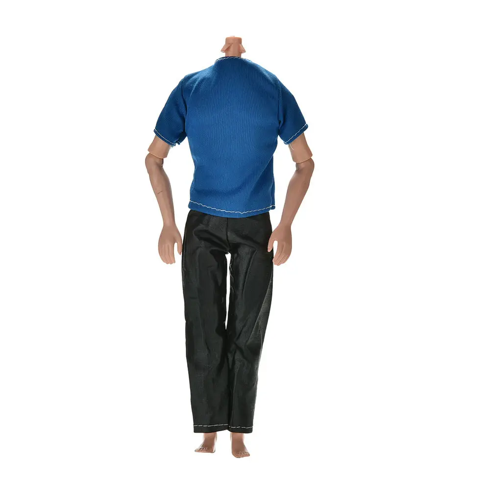 Оптовая продажа 2 шт./компл. черные брюки ручной работы синяя футболка для кукол s