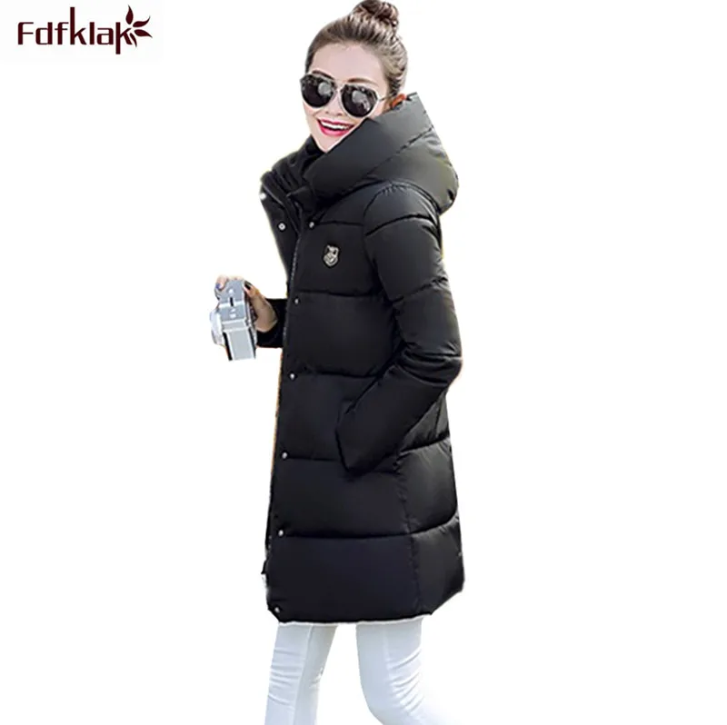 Модная новинка 2017 зимняя куртка женское Стеганое пальто женская с капюшоном