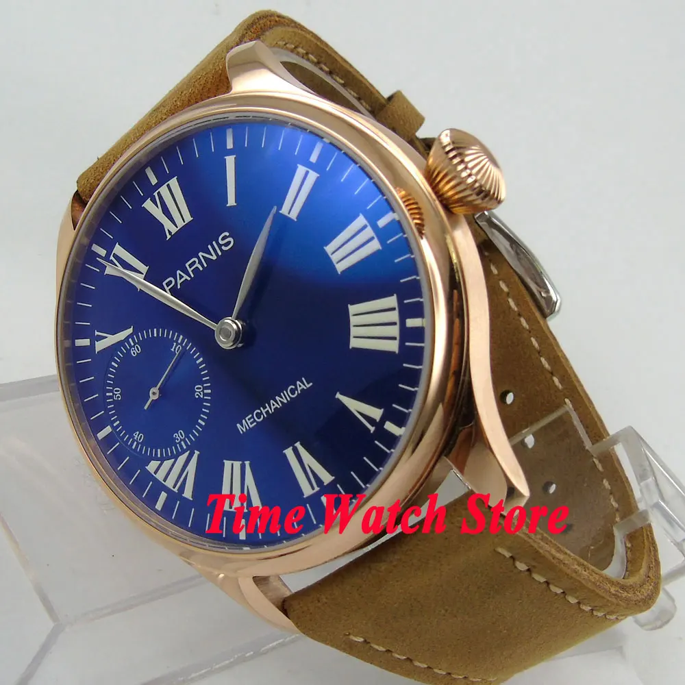 Мужские механические часы Parnis с синим циферблатом 44 мм | Наручные