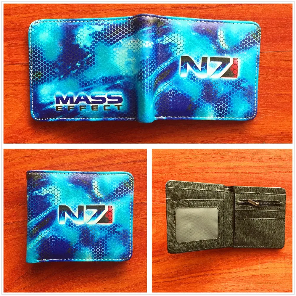 N7 Mass Effect бумажник PU Короткие Кошелек двойного сложения качество держателей карт
