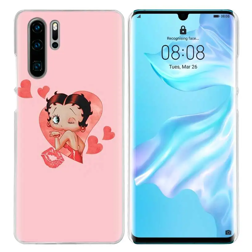 Розовый сексуальный чехол Betty Boop для huawei P20 P30 P Smart Nova 4 3i P10 P9 P8 mate 10 20 lite Pro Mini жесткий чехол для телефона pc - Цвет: 04