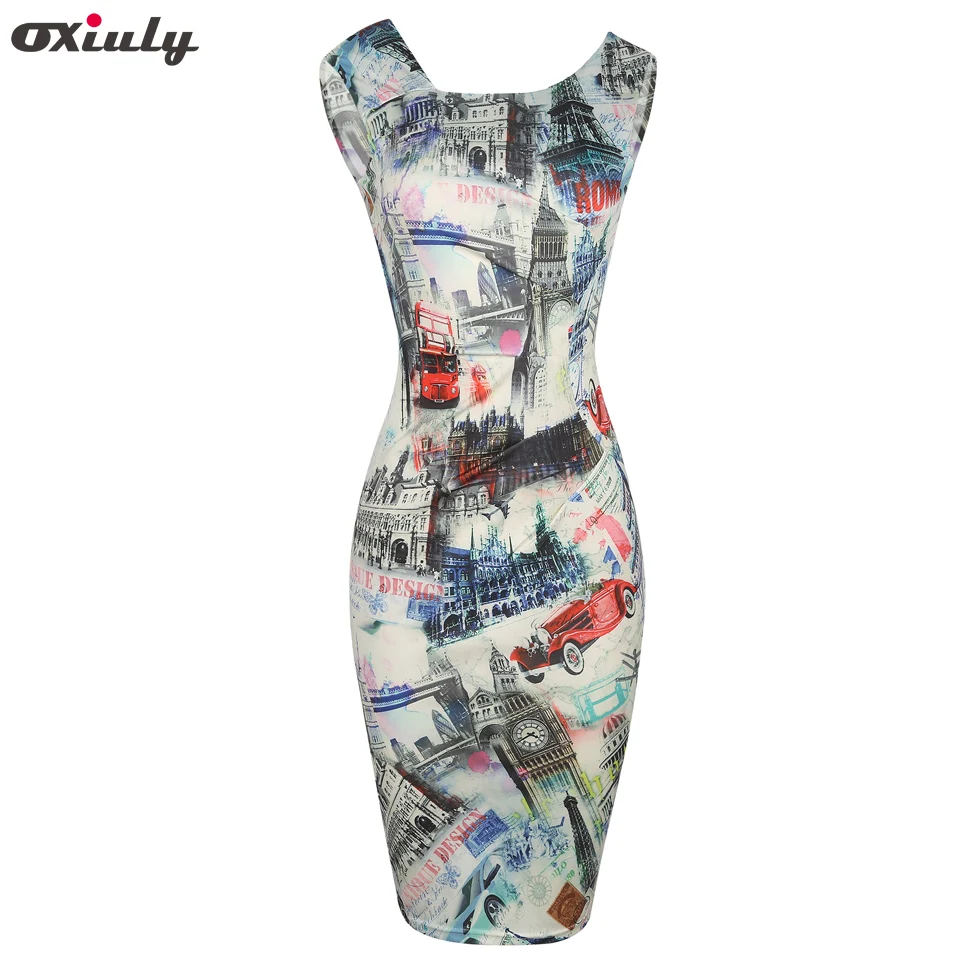 Oxiuly Pint Sheath Dress Office Ladies Bodycon Midi Autumn Slim Pencil Elegant Work Wear Knee Length | Женская одежда