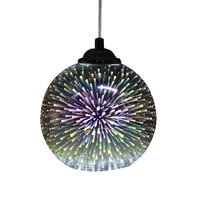 3d fireworks chrome lampshade led glass pendant lights e27 hanging lamp for living room decoration lighting fixtures