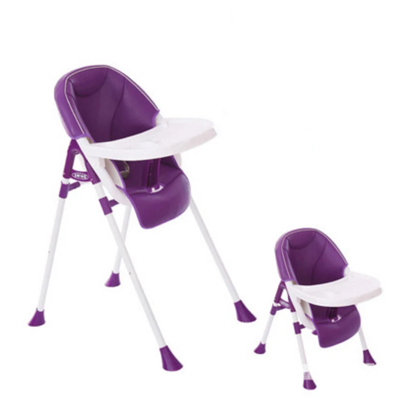 1-Purple leather Для новорожденных, стульчик для кормления, обеденный стул, детский обеденный стул, складной, многофункциональный, портативный, детские стульчики, детское сиденье - Цвет: 1-Purple leather