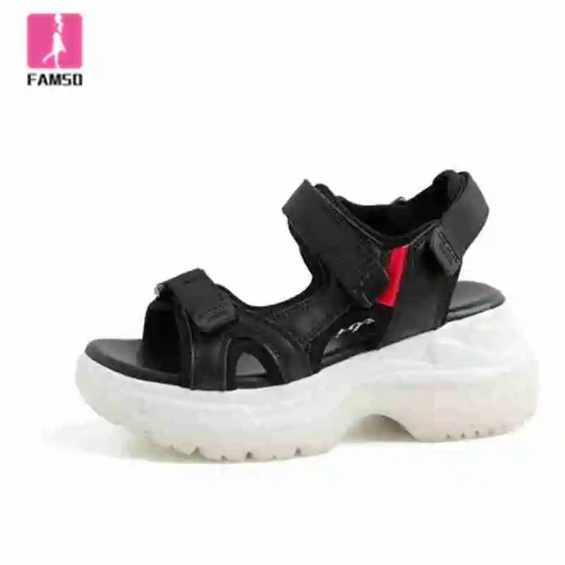 FAMSO/2019 г. женская обувь Разноцветные Женские сандалии из натуральной кожи на