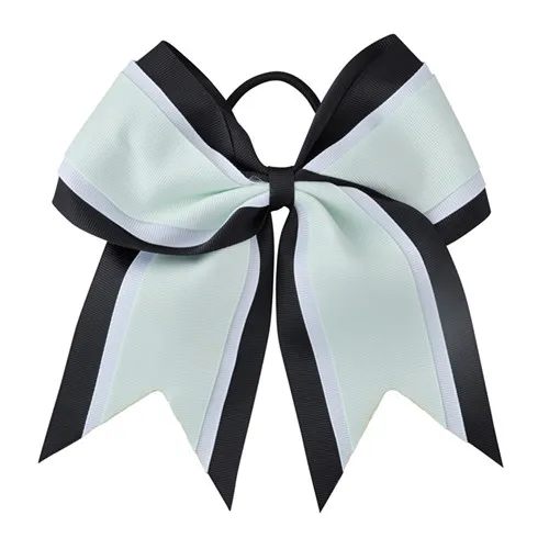 light green 8 дюймовые банты для волос для девочек с эластичными лентами для девочек, детские банты для Черлидинга в крупный рубчик с золотыми и серебряными аксессуарами для волос из органзы - Цвет: light green