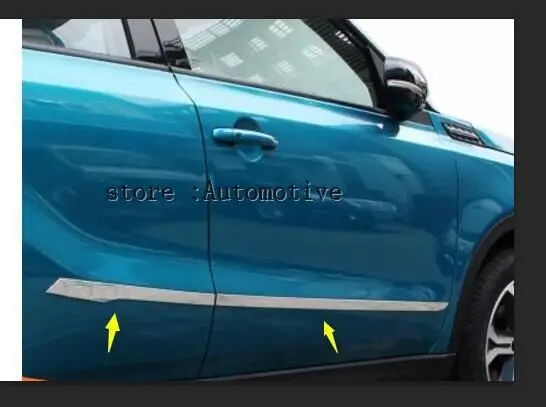Для Suzuki Vitara автомобильный Стайлинг крышка детектор нержавеющая сталь отделка кузова, молдинг на боковые двери палочки полоски молдинг 4 шт