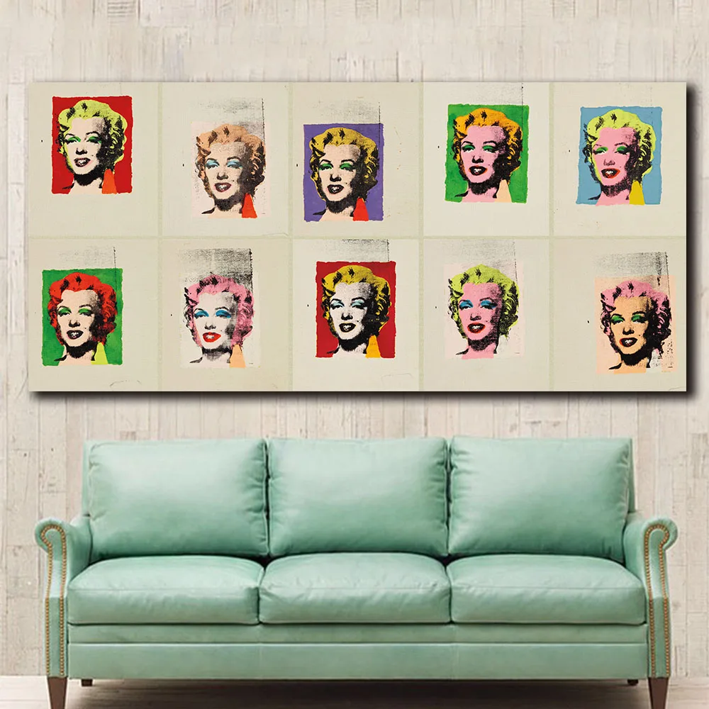 Large size Printing Oil Painting Ten works Andy Warhol Marilyn Wall Art canvas Print Pictures for living room and bedroom | Дом и сад