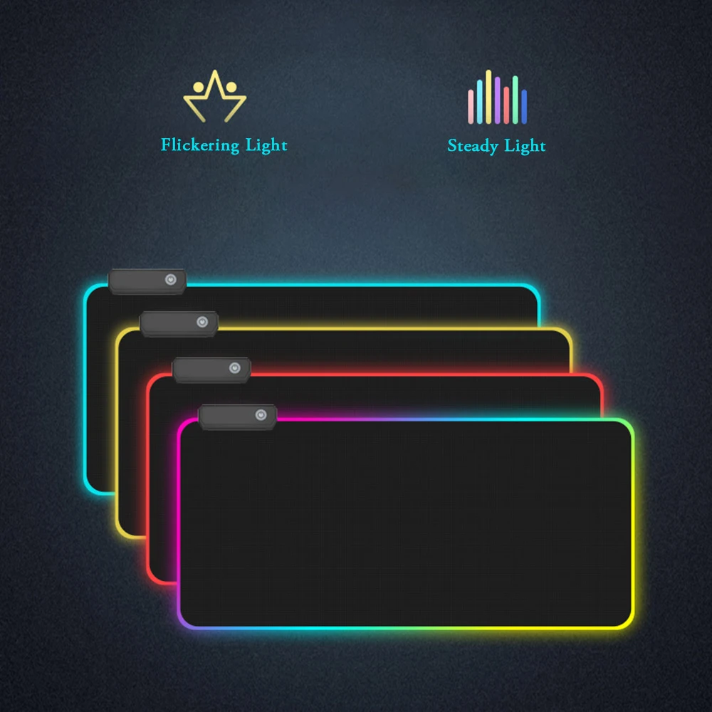 Большой цветной игровой коврик для мыши со светодиодной подсветкой RGB геймерская