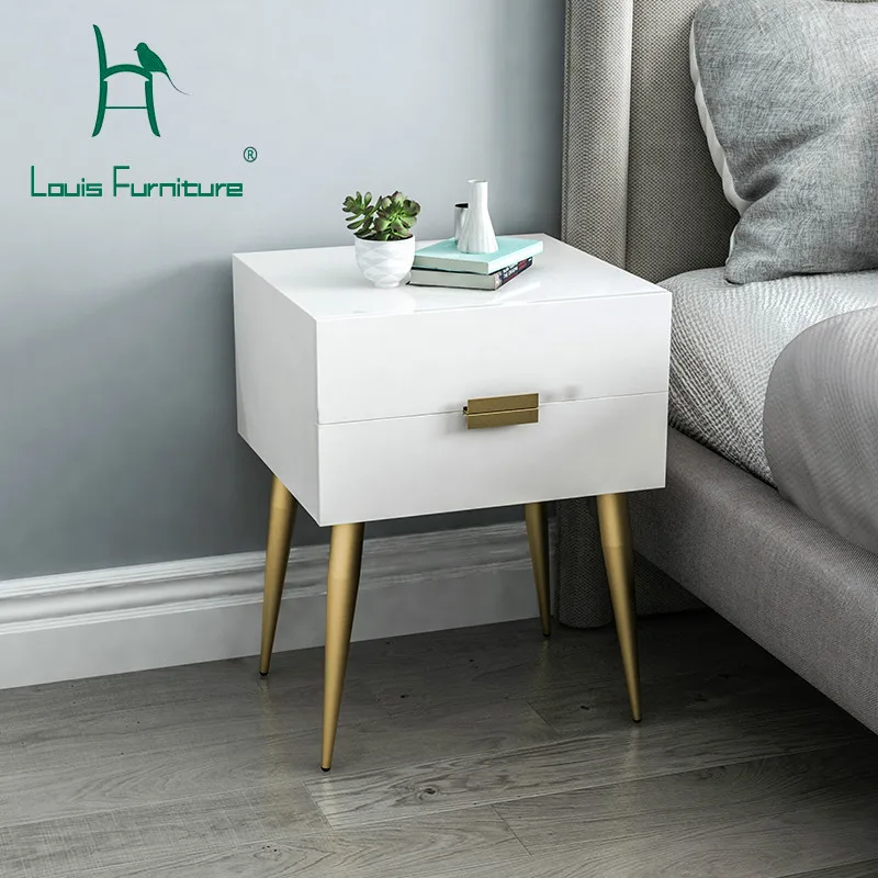 

Louis Fashion Nightstands Bedside Cabinet Originality Simplicity Modern Fashion Gold Iron Storage Cabinet Bedside Cupboard