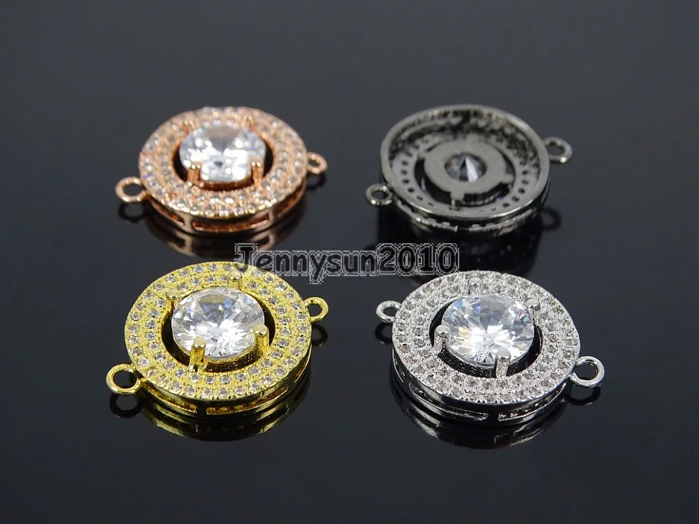 

Большой круглый центр прозрачный Циркон драгоценные камни камень браслет паве соединитель Шарм бусины серебро золото Розовое Золото Gunmetal ...