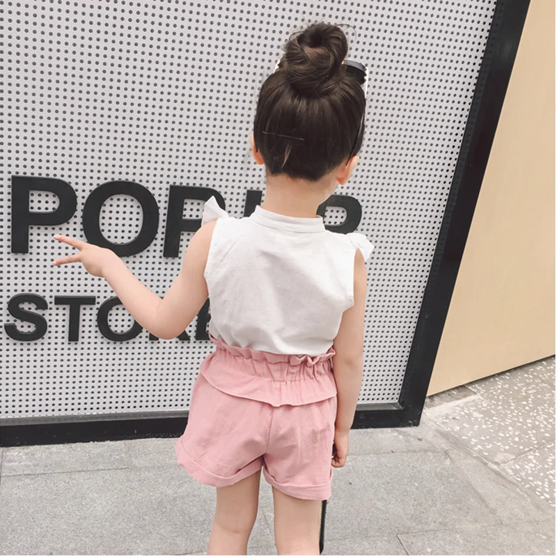 Girls Clothing Sets 2018 New Summer Sleeveless T-shirt+Shorts 2pcs Clothes Set Floral Blouse Costume Crianca Roupas | Детская одежда и