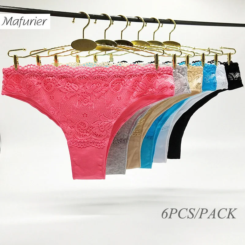 

Mafurier Free Shipping Women New Sexy Cotton Underwear Panties Female Lace Bikinis Lingeries MS Lady Soft Cotton Briefs 6Pcs/Lot
