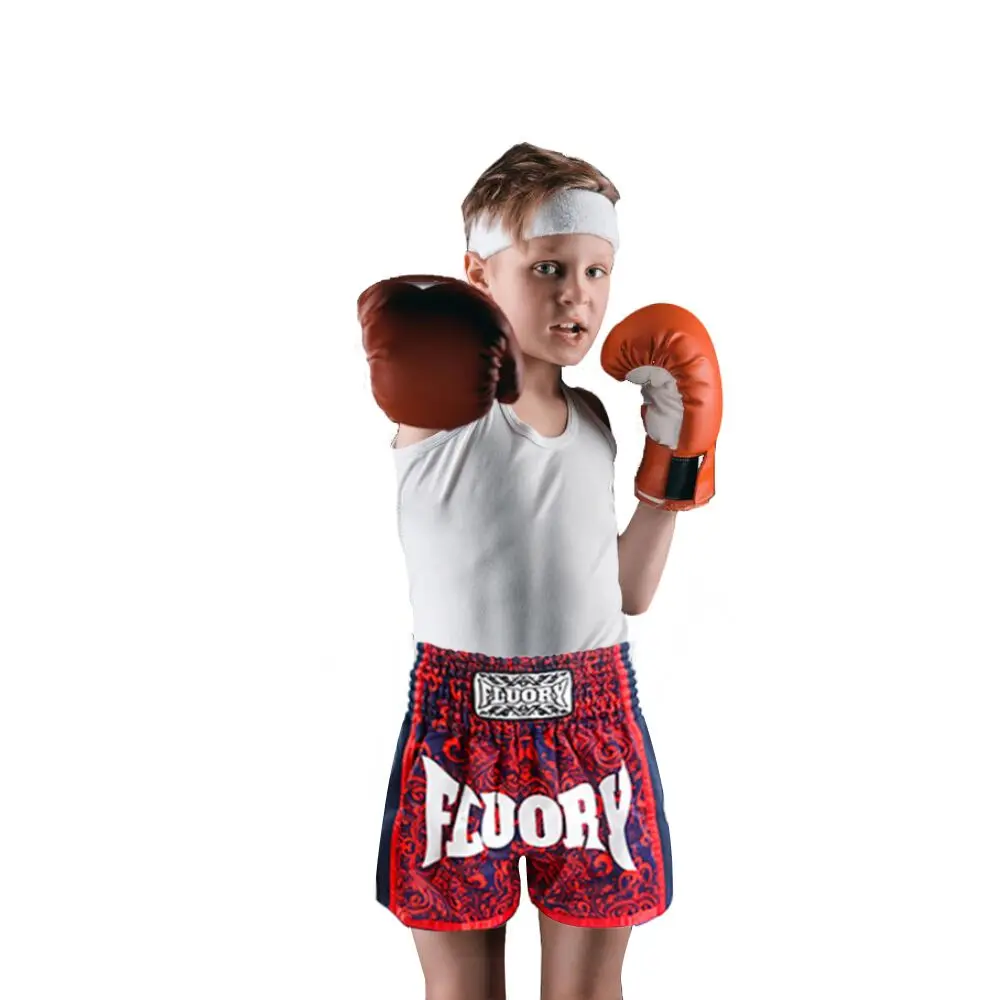 Fluory/3 цвета, детские шорты muay thai, шорты для бокса с цветочным принтом, новая модель, шорты mma для детей(для мальчиков и девочек