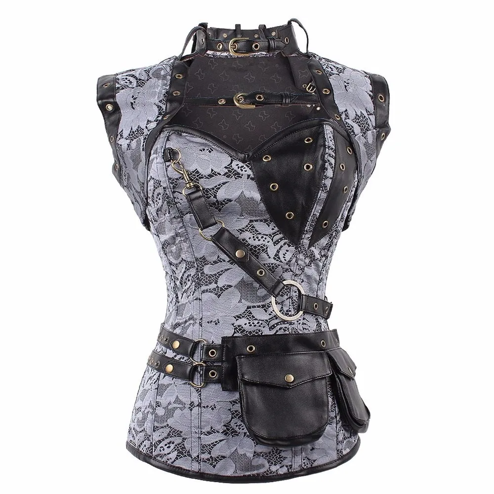 

High-Grade Retro With Shawl Hollow Print Collar Corset Steel Steampunk Wrapped Chest Chain Sexy Belt Abdomen Vest