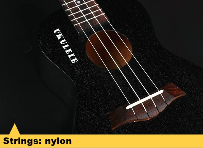 23 дюймовая концертная укулеле черная Гавайская мини-гитара подставка из