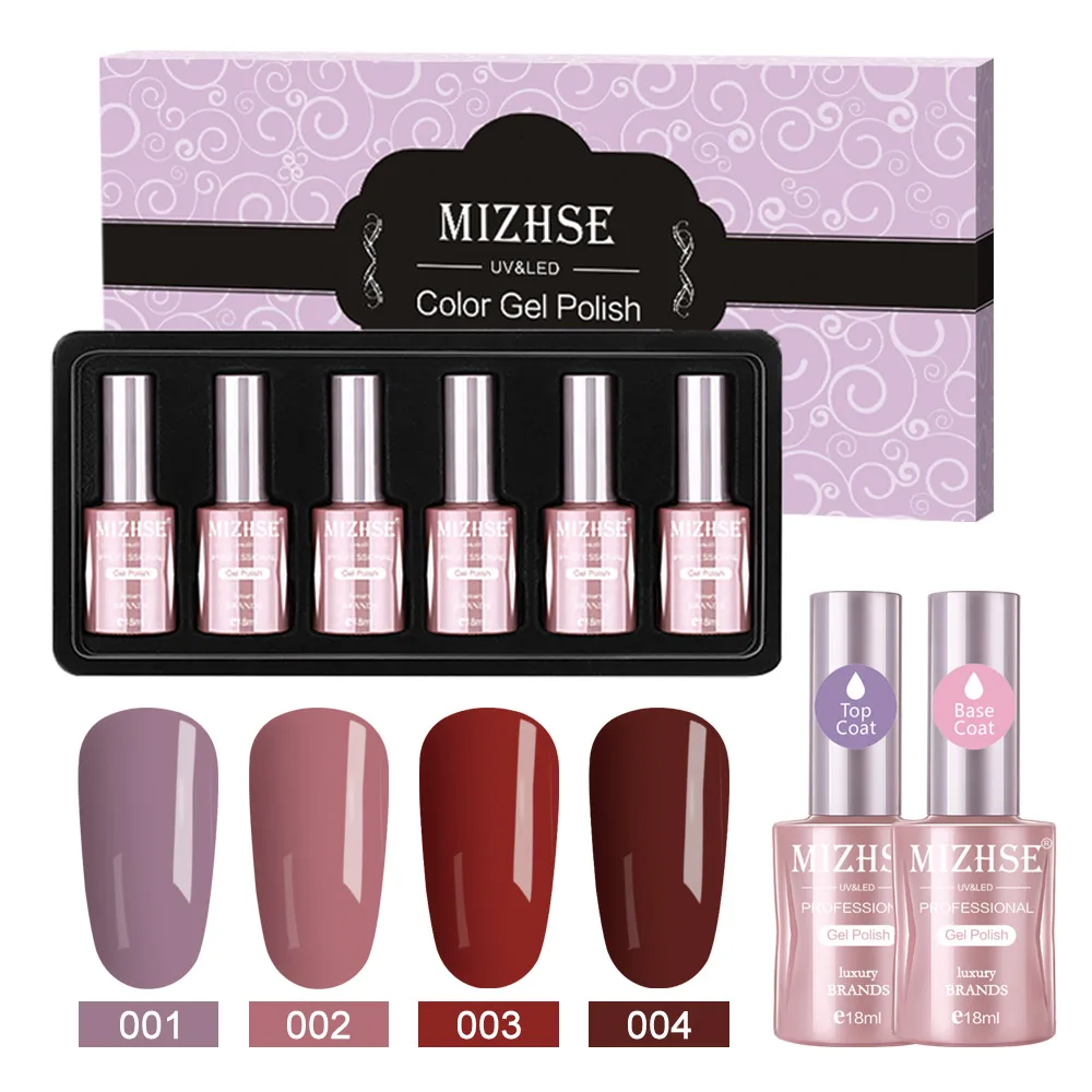 MA-C008-BOX MIZHSE Soak off базовый гель верхнее покрытие гель лак для ногтей маникюрный лак длительный цветной гель для ногтей набор комплектов - Цвет: MA-C008-BOX