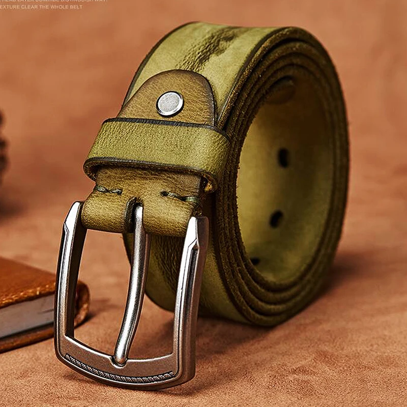 100% новый мужской ремень из натуральной кожи винтажная Пряжка модный кожаный с