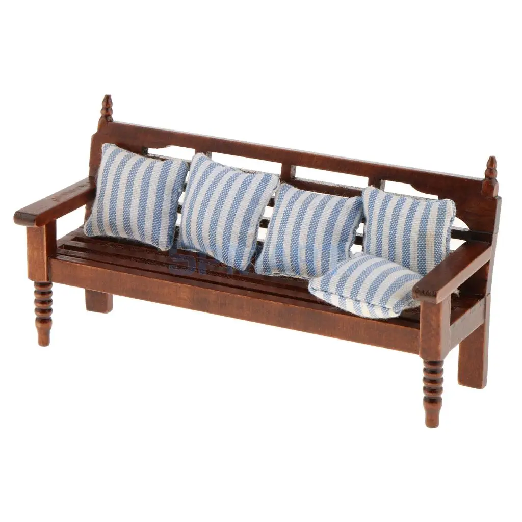 Мебель для кукольного домика в масштабе 1/12 длинный стул с комплектом из 5 подушек