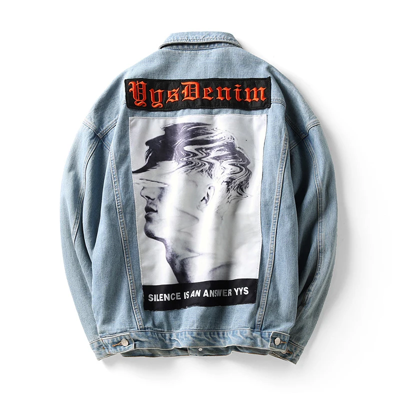 Новинка стильные мужские джинсовые куртки с вышивкой и надписями в стиле хип-хоп