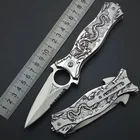 Зеркальный тактический нож, карманный клинок из нержавеющей стали с серебристым титановым лезвием дракона для отдыха на открытом воздухе, кемпинга, выживания