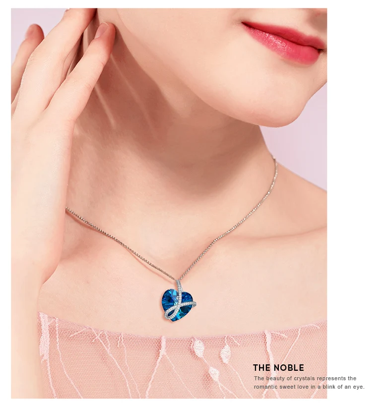 CDE LOVE YOU FOREVER, Кристальное ожерелье, подвеска в виде сердца, украшенная кристаллами Swarovski, женский подарок, серебряная цепочка, ожерелье