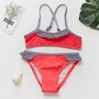 Коллекция 2019 года, купальный костюм для девочек, 2 предмета, детская одежда для купания для девочек возрастом от 2 до 14 лет, купальный костюм из двух предметов, детский купальный костюм бикини, Infantil-ST139