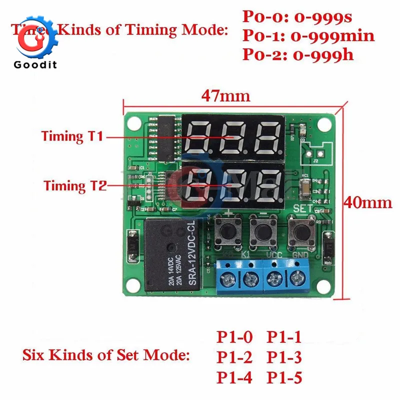 XH-W1219 DC 12V двойной светодиодный цифровой дисплей термостат контроль температуры