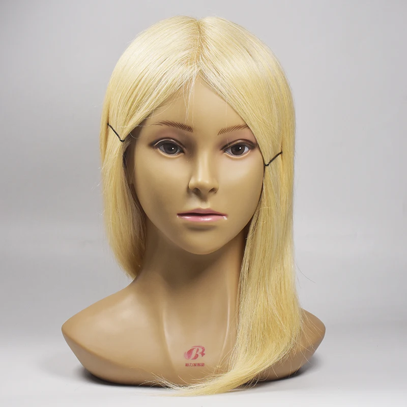 Best Female Hair Styling Mannequin Training Head 35cm Natural Human Hair Dolls Professional Maquiagem Manikin With Big Shoulder