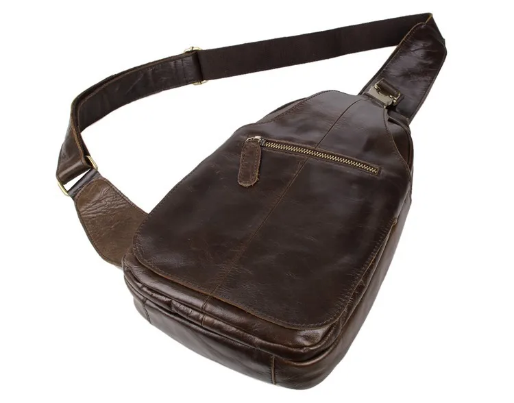 Высококачественная Мужская винтажная нагрудная сумка из натуральной кожи