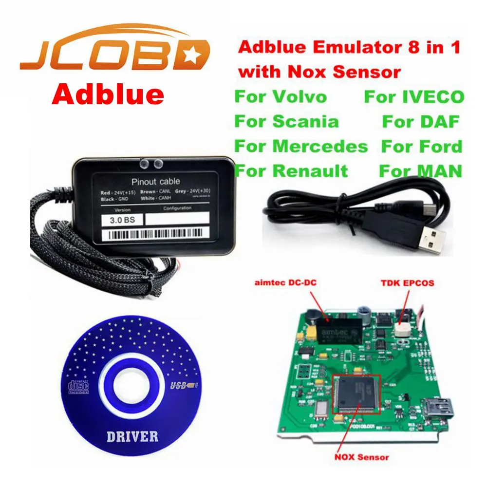 Adblue 8 в 1 AdBlue эмуляции 8in1 с NOx Сенсор Эмулятор для Тип самосвалы Бесплатная