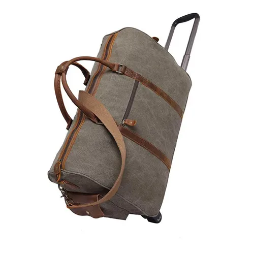 ArmyGreen KLQDZMS высокое качество холщовый багаж стиль сумки на колесах для женщин и мужчин дорожные сумки на колесах - Цвет: ArmyGreen