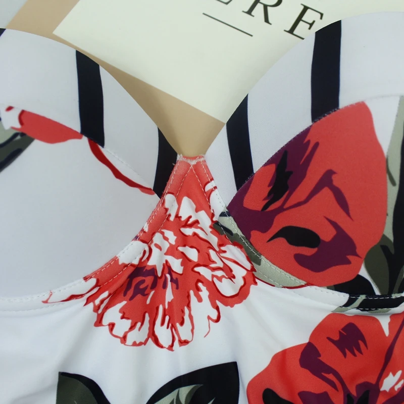 Купальник с верхом на косточках 2019 купальники Для женщин Цветочный Цельный