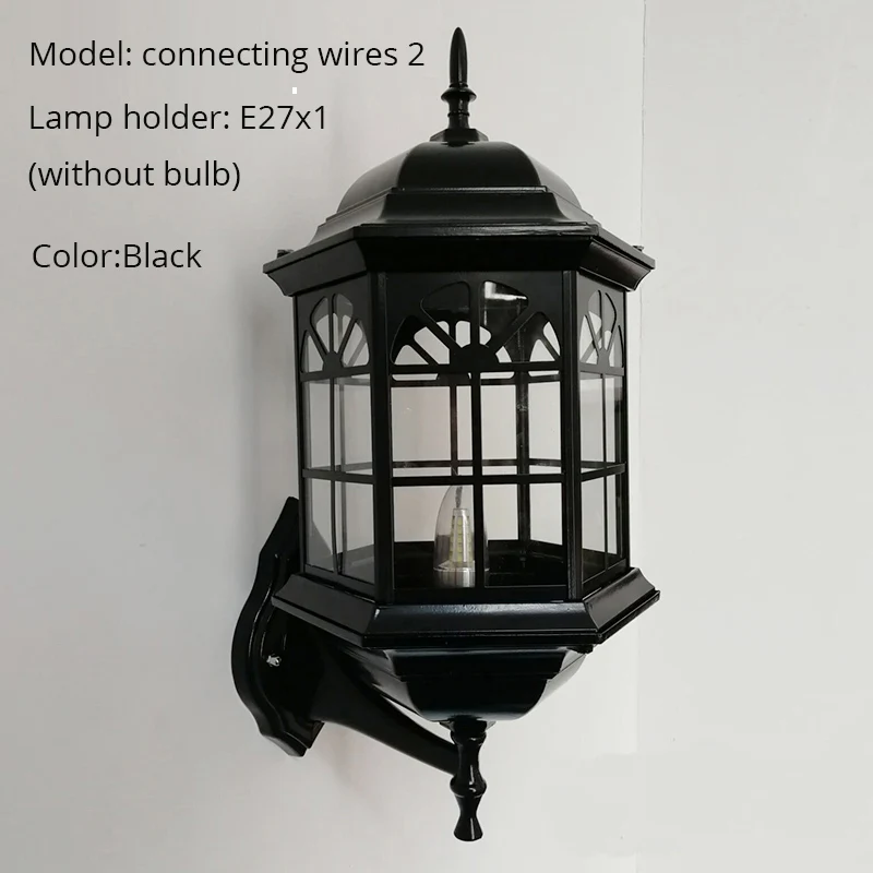 Connecting wires B Ретро 220 В 110 в стекло Led Наружное солнечное водонепроницаемое Освещение стен лампа бра для улицы дома крыльцо ворота балкон веранда дом - Испускаемый цвет: Connecting wires B