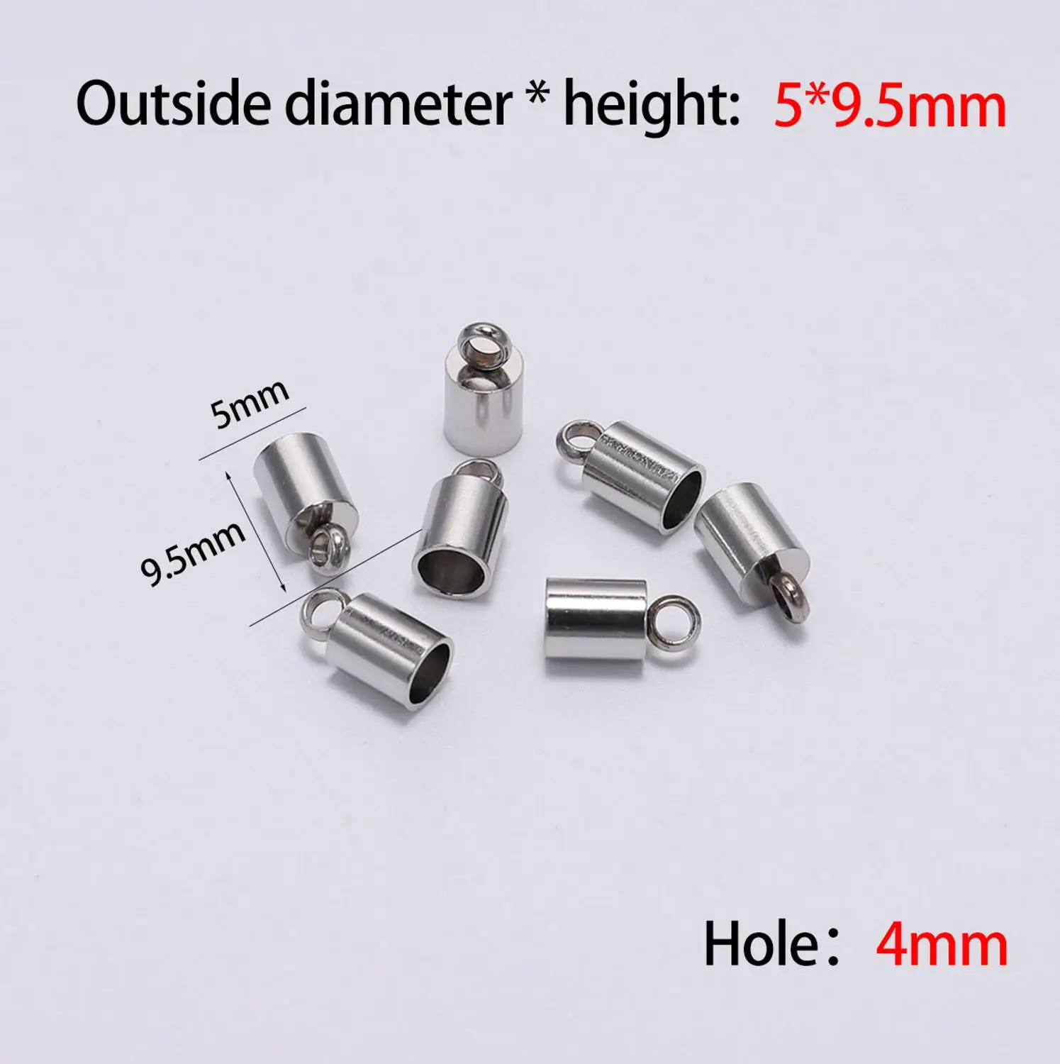 4mm 10 шт./лот наконечник из нержавеющей стали подходит для 2 3 4 5 6 7 8 10 мм кисточка кожаный шнур Конец Обжимной колпачок s для самостоятельного изготовления ювелирных изделий браслет - Цвет: 4mm