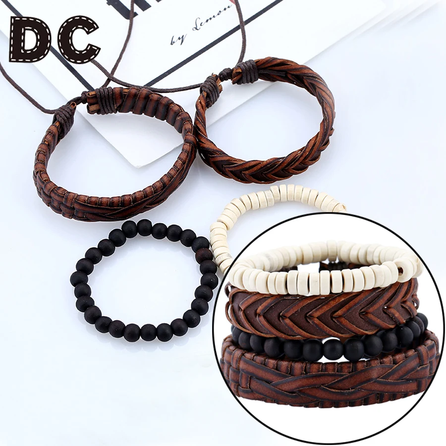 DC модные ювелирные изделия 4 шт./компл. браслет для мужчин коричневый тканый