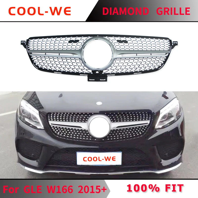 

Suitable for Mercedes for Benz W166 Diamond Front Racing Grill GLE Sports GLE320 GLE400 GLE450 2015+